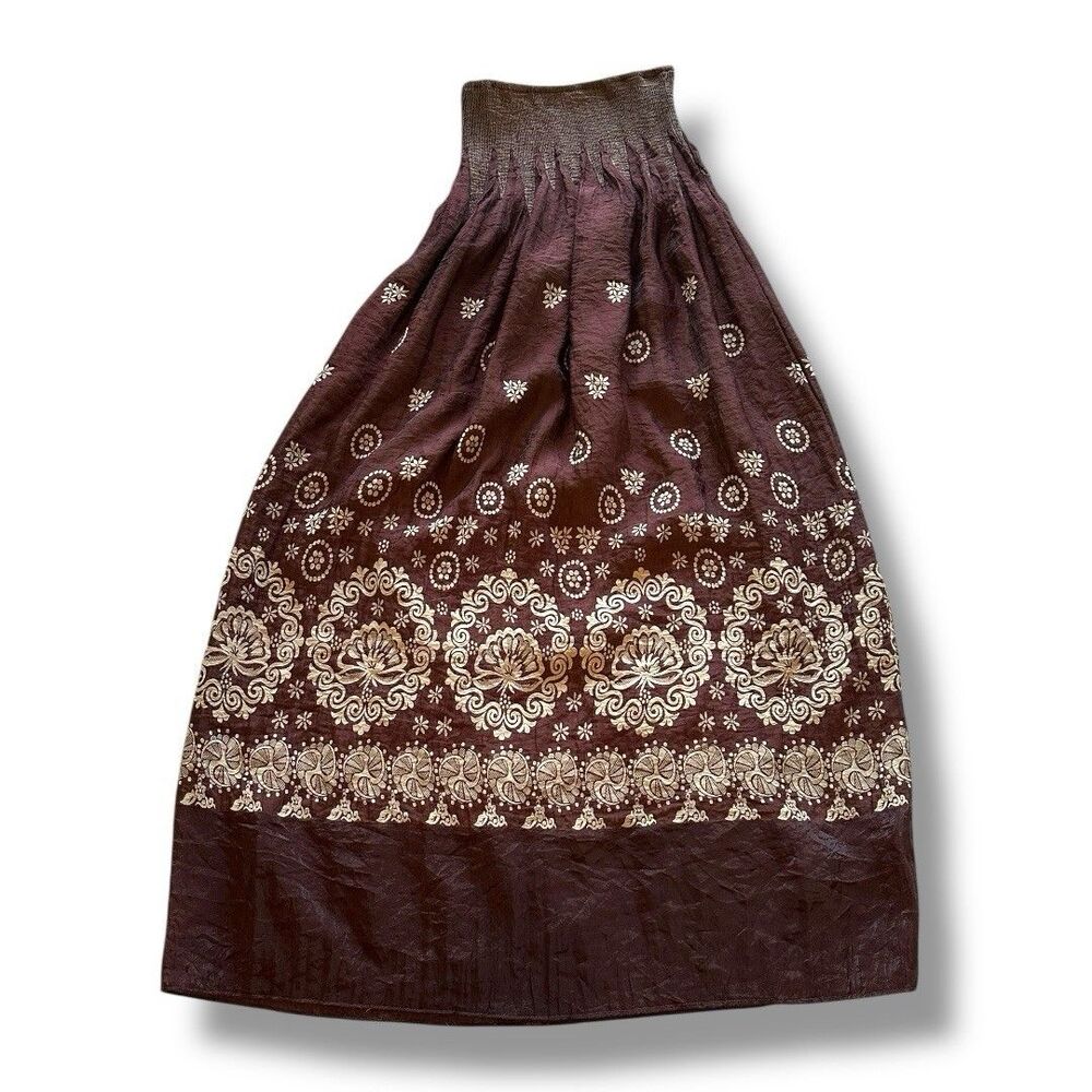 LAPIS Anthropologie Dress One Size Brown Floral Convertible Midi Boho Fairy